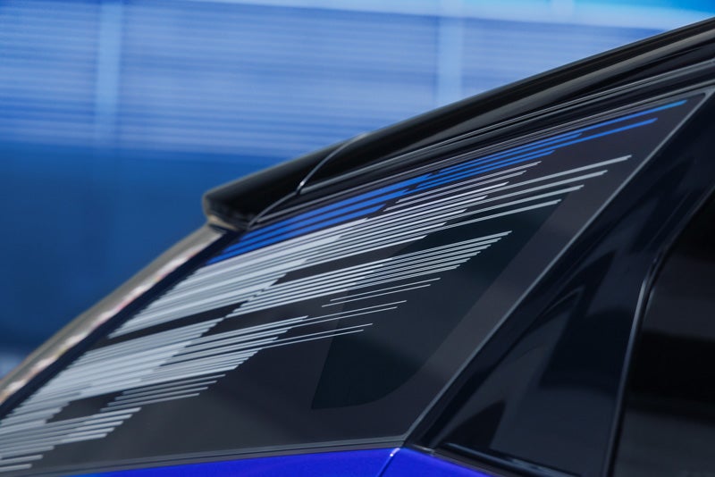 Close-up of the Modern Pattern on the 2026 OPTIQ-V Rear Quarter Glass | Cadillac of Knoxville in KNOXVILLE TN